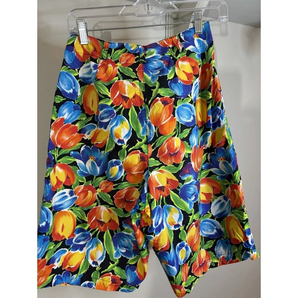 VTG 80's GAP Tulip‎ Floral Women's Pleated Bermuda Shorts 7/8 Japan